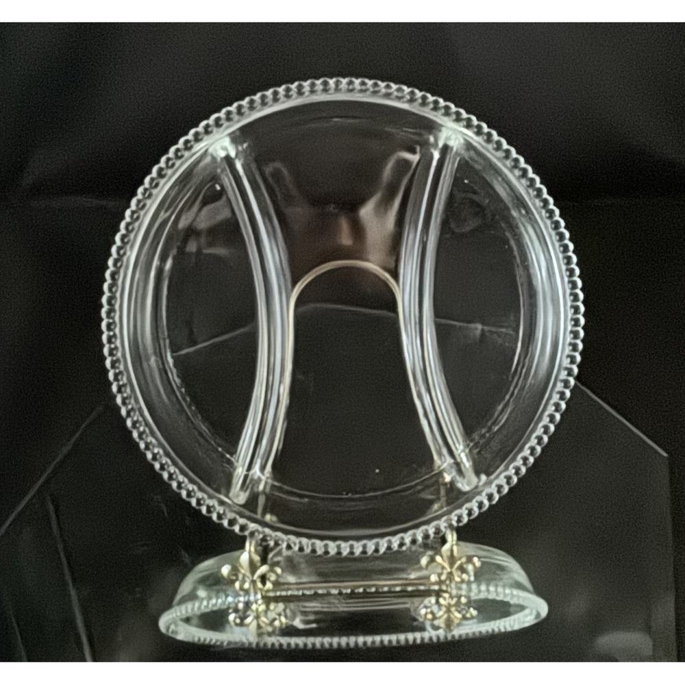 Vintage Imperial Glass Candlewick 3 Part Divided Clear Glass Serving Dish